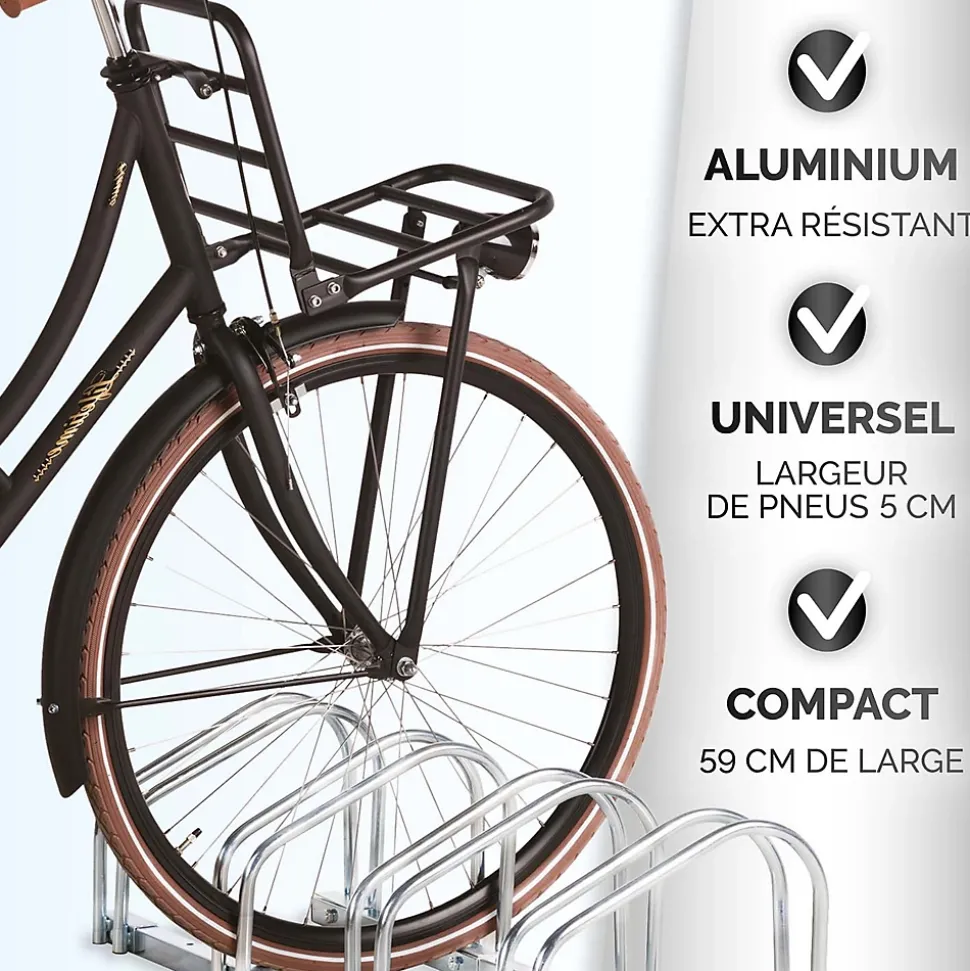 Support Vélo Râtelier DUNLOP - Range Vélo Sol ou Mural 4 Vélos - Support Garage Compact & Robuste - Montage Facile