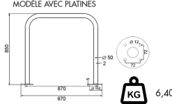 Support vélos tubulaire, sans barre tansversale, fixation a visser.