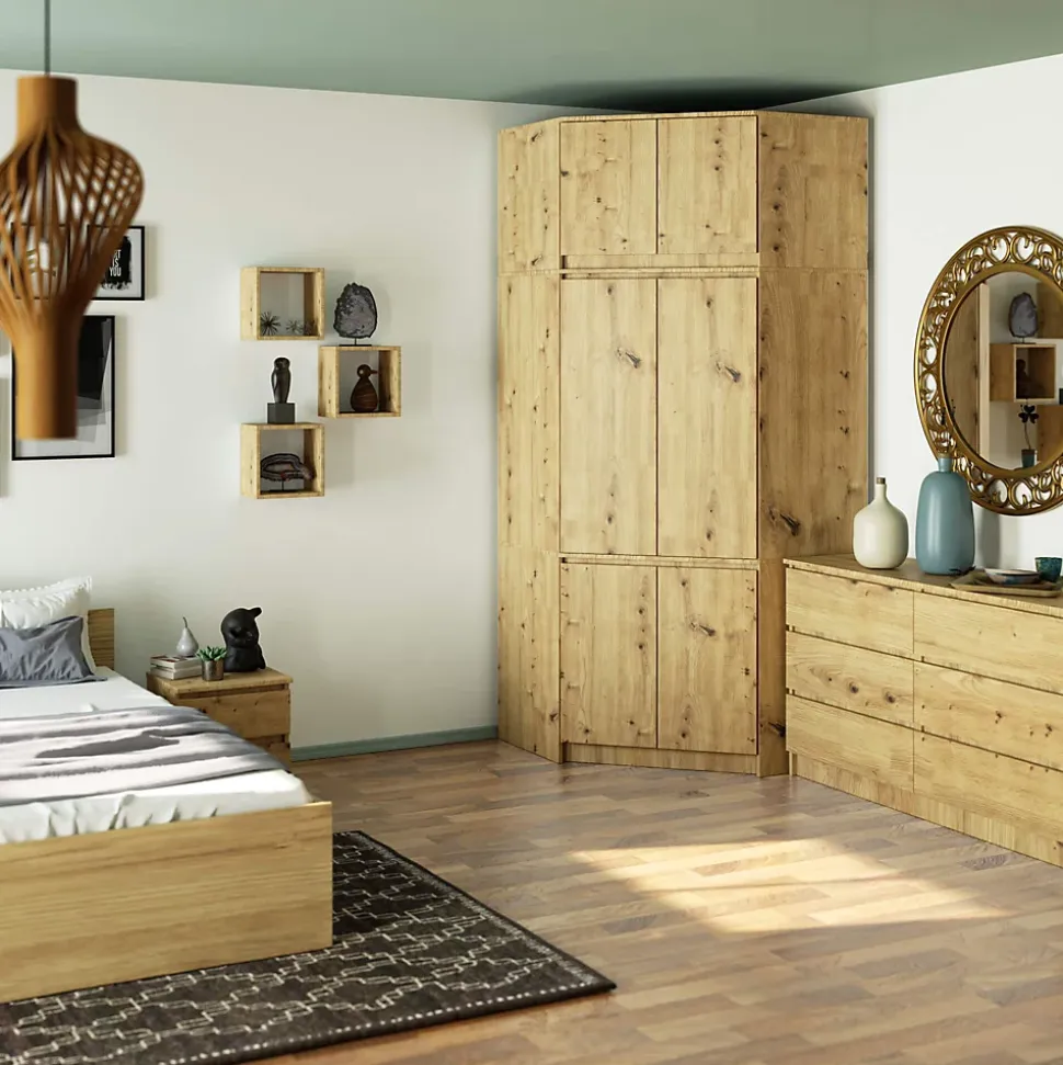 Surmeuble pour armoire AKORD S100 Chêne Artisan 100 cm 2 portes 3 étagères 100x50x55 cm