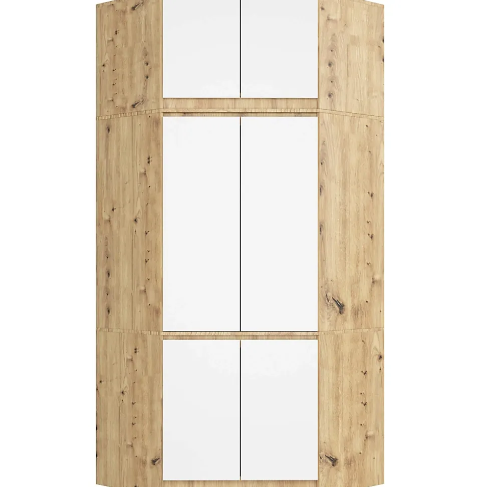 Surmeuble pour armoire AKORD S100 Chêne Artisan 100 cm 2 portes façade Blanche 3 étagères 100x50x55 cm