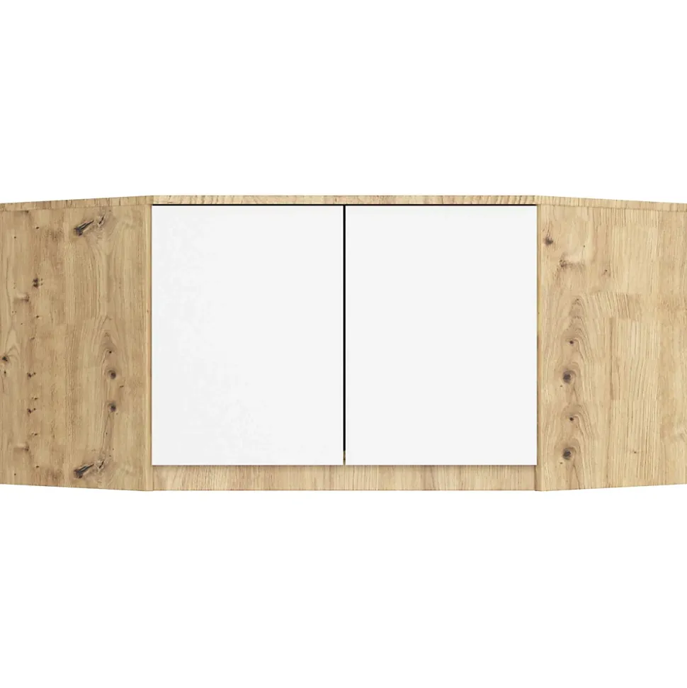 Surmeuble pour armoire AKORD S100 Chêne Artisan 100 cm 2 portes façade Blanche 3 étagères 100x50x55 cm
