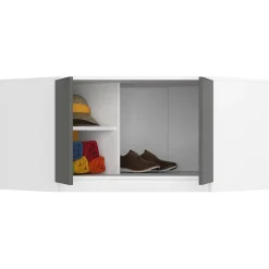 Surmeuble pour armoire AKORD S100 Blanc 100 cm 2 portes façade Gris Graphite 3 étagères 100x50x55 cm