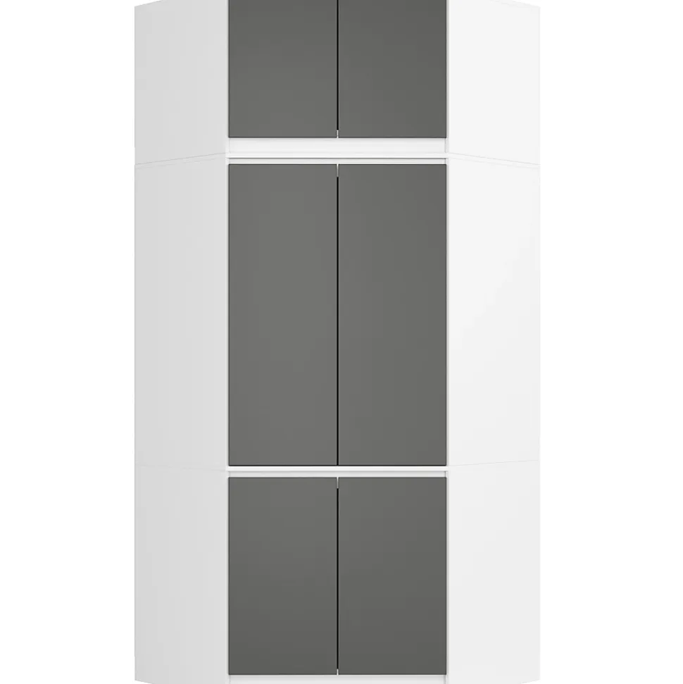 Surmeuble pour armoire AKORD S100 Blanc 100 cm 2 portes façade Gris Graphite 3 étagères 100x50x55 cm