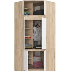 Surmeuble pour armoire AKORD S100 Chêne Sonoma 100 cm 2 portes façade Blanche 3 étagères 100x50x55 cm
