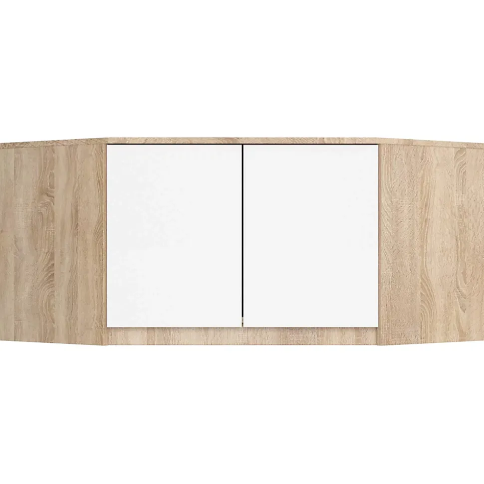 Surmeuble pour armoire AKORD S100 Chêne Sonoma 100 cm 2 portes façade Blanche 3 étagères 100x50x55 cm