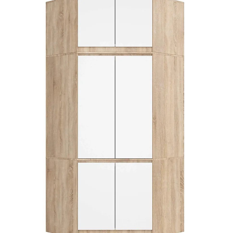 Surmeuble pour armoire AKORD S100 Chêne Sonoma 100 cm 2 portes façade Blanche 3 étagères 100x50x55 cm