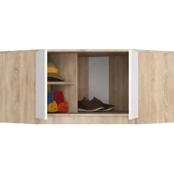 Surmeuble pour armoire AKORD S100 Chêne Sonoma 100 cm 2 portes façade Blanche 3 étagères 100x50x55 cm