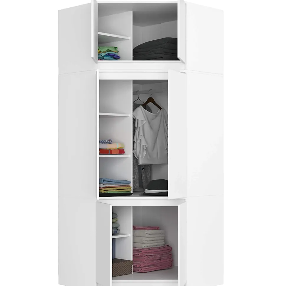 Surmeuble pour armoire AKORD S100 Blanc 100 cm 2 portes façade Blanche 3 étagères 100x50x55 cm