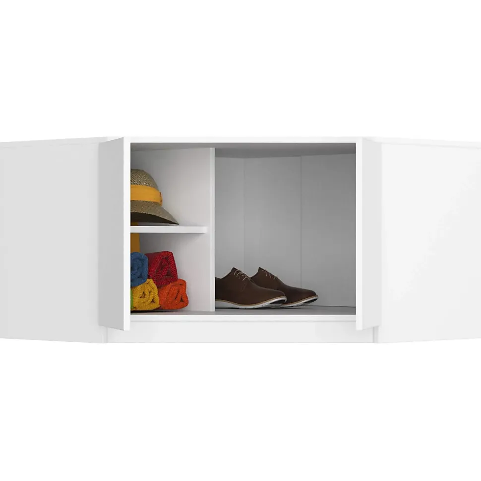 Surmeuble pour armoire AKORD S100 Blanc 100 cm 2 portes façade Blanche 3 étagères 100x50x55 cm