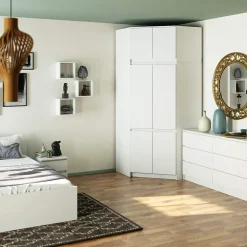 Surmeuble pour armoire AKORD S100 Blanc 100 cm 2 portes façade Blanche 3 étagères 100x50x55 cm