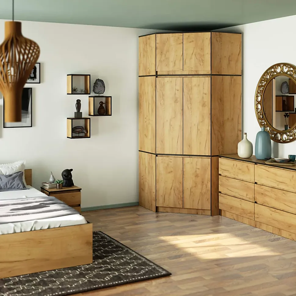 Surmeuble pour armoire AKORD S100 Chêne Craft 100 cm 2 portes 3 étagères 100x50x55 cm