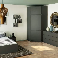 Surmeuble pour armoire AKORD S100 Gris Graphite 100 cm 2 portes 3 étagères 100x50x55 cm