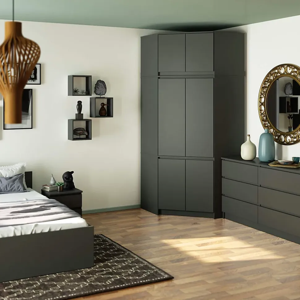 Surmeuble pour armoire AKORD S100 Gris Graphite 100 cm 2 portes 3 étagères 100x50x55 cm