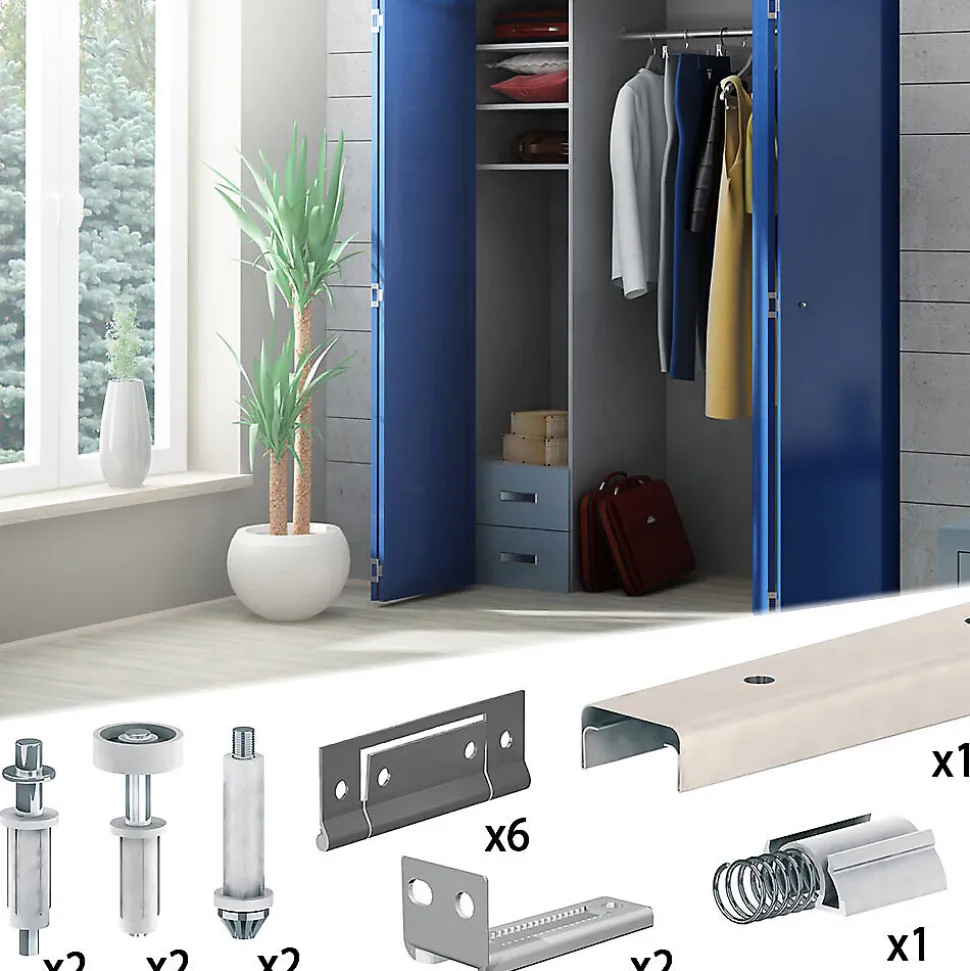 Système coulissant pliant SLID'UP 200 pour porte de placard 4 panneaux - rail 1213 mm - 14 kg