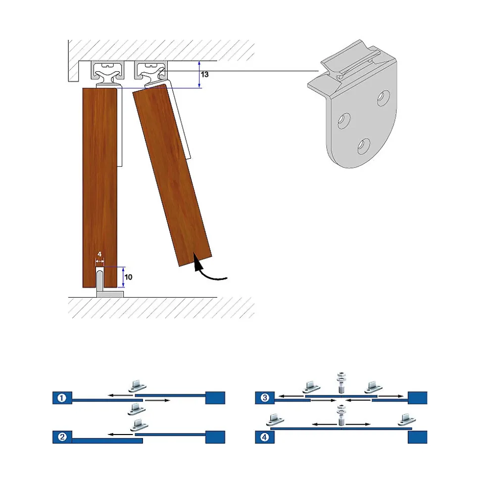 Système coulissant SLID'UP 1900 pour 2 portes de placard - rail 1 m aluminium - 6 kg