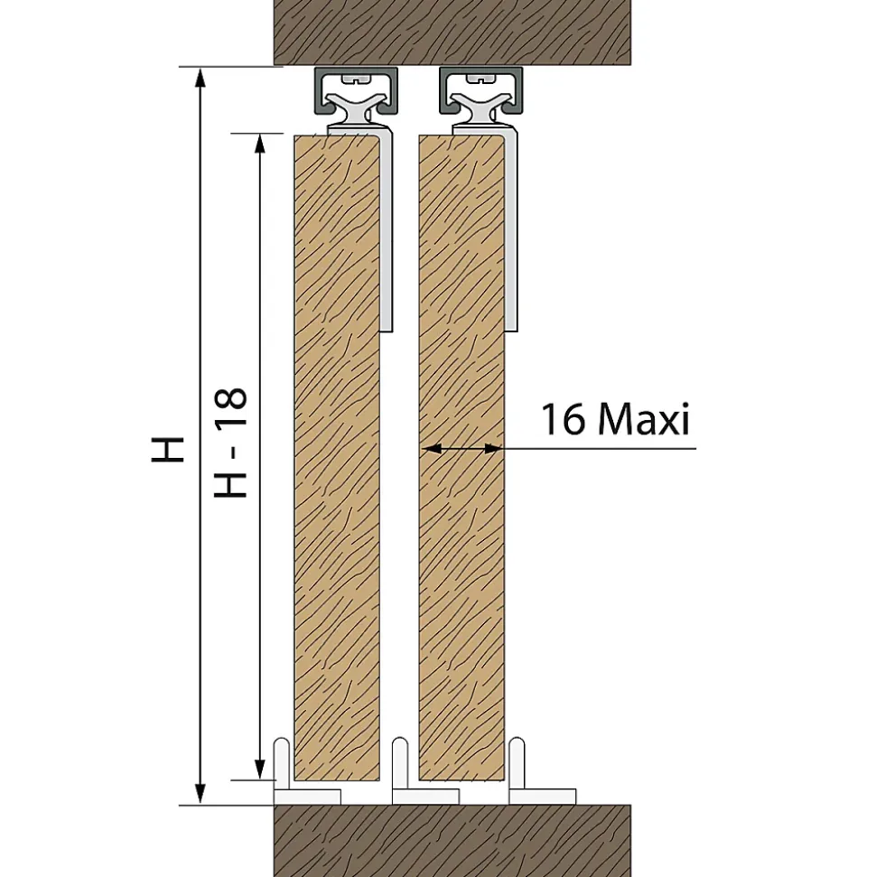 Système coulissant SLID'UP 1900 pour 2 portes de placard - rail 1 m aluminium - 6 kg