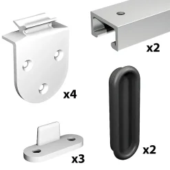 Système coulissant SLID'UP 1900 pour 2 portes de placard - rail 1,5 m aluminium - 6 kg