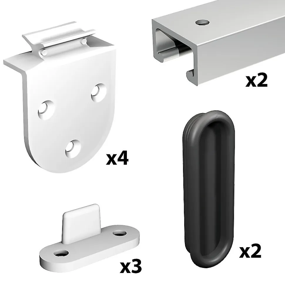 Système coulissant SLID'UP 1900 pour 2 portes de placard - rail 1,5 m aluminium - 6 kg