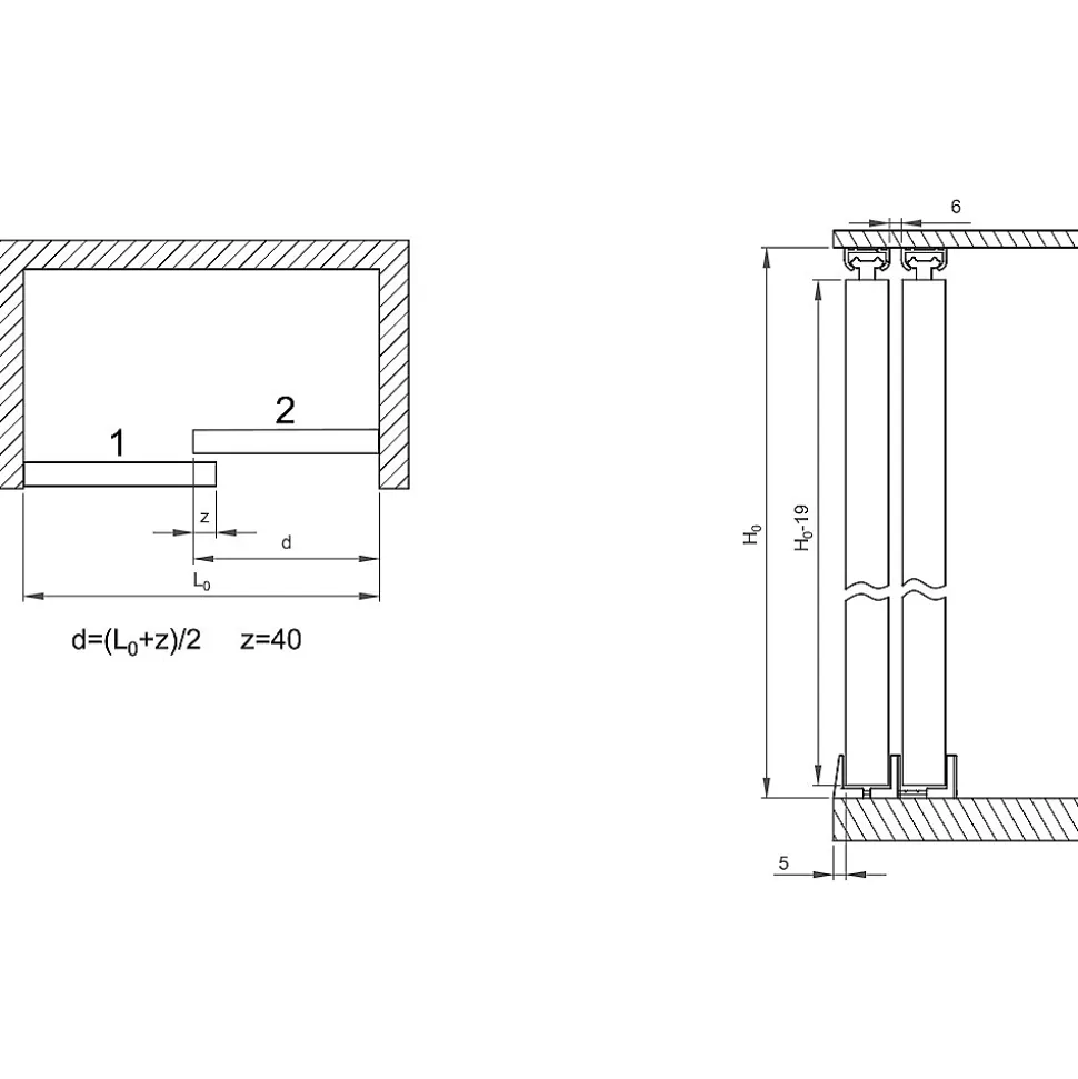 Système coulissant SLID'UP 100 pour 2 portes de placard - rail 1,5 m - 9 kg