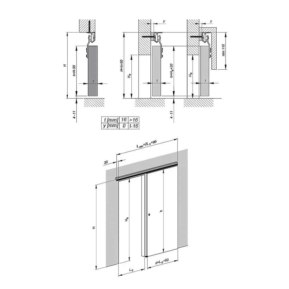 Système coulissant SLID'UP 120 pour 1 porte de placard - rail 1,94 m - 45 kg