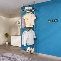Système de garde-robe télescopique barres et étagère Aluminium vidaXL