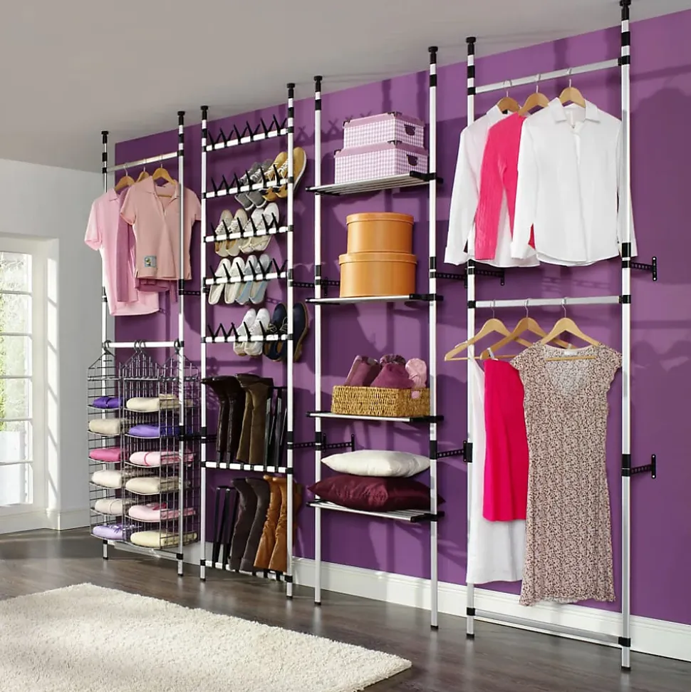 Système de garde-robe télescopique avec barres Aluminium vidaXL
