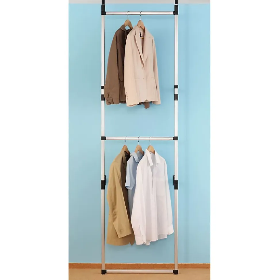 Système de garde-robe télescopique avec barres Aluminium vidaXL