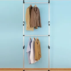 Système de garde-robe télescopique avec barres Aluminium vidaXL