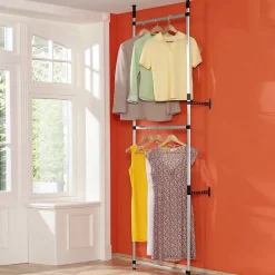 Système de garde-robe télescopique avec étagères Aluminium vidaXL