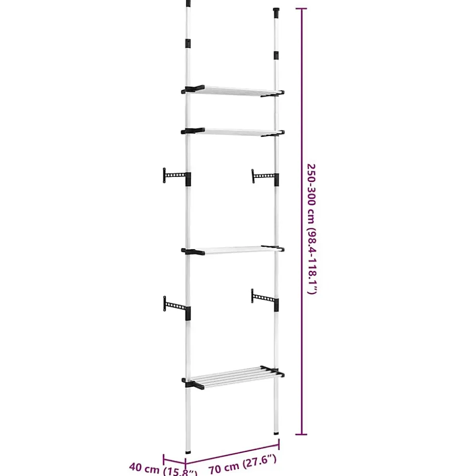 Système de garde-robe télescopique avec étagères Aluminium vidaXL