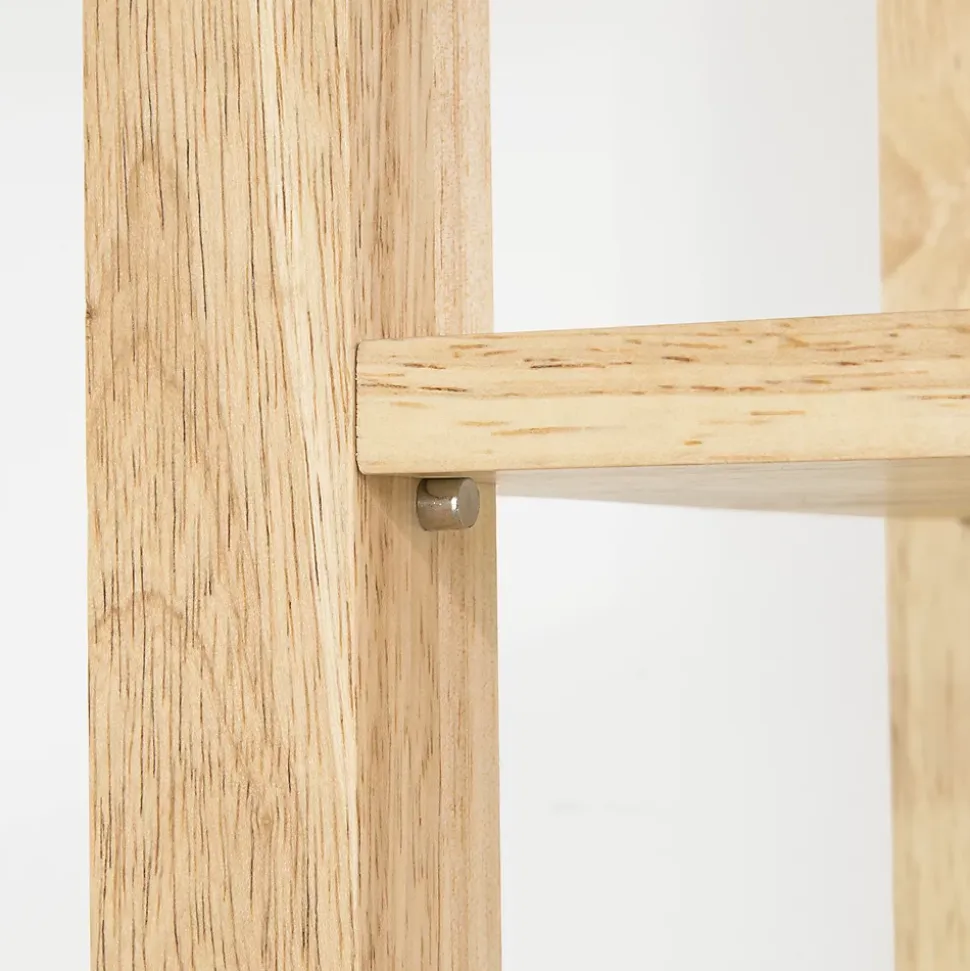 Table à Manger Pliable en Bois d'Hévéa avec Étagères Latérales 60x98x126cm
