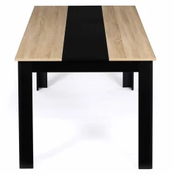 Table à manger rectangle GEORGIA 6 personnes noire et imitation hêtre 140 x 80 cm
