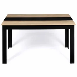 Table à manger rectangle GEORGIA 6 personnes noire et imitation hêtre 140 x 80 cm