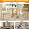 Table à manger ronde 80 cm effet marbre pour 4 à 6 personnes avec pieds dorés