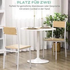 Table à manger ronde 70x75 cm pour 2 personnes avec pied en acier
