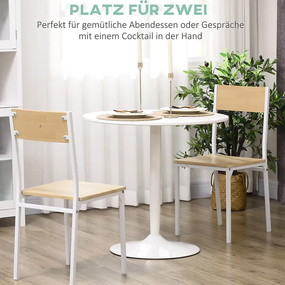 Table à manger ronde 70x75 cm pour 2 personnes avec pied en acier