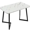 Table à manger 117x68 cm effet marbre avec pieds en métal - Noir et Blanc