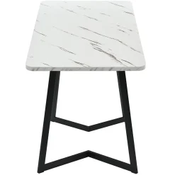 Table à manger 117x68 cm effet marbre avec pieds en métal - Noir et Blanc