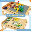Table Activités pour Enfant Table de Construction2 en 1 avec Plateau Réversible et Espace de Stockage Classé Naturel