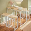 Table Bar SoBuy avec 4 Tabourets pour Cuisine d'Espaces Compacts Blanc 100x60x96cm OGT15-WN