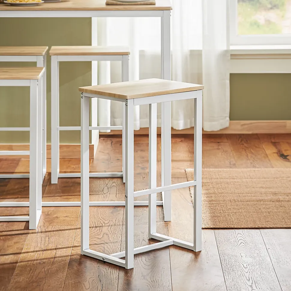 Table Bar SoBuy avec 4 Tabourets pour Cuisine d'Espaces Compacts Blanc 100x60x96cm OGT15-WN