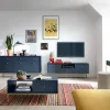 Table basse, bleu marine, 103,5 x 46,2 x 68 cm, pieds dorées