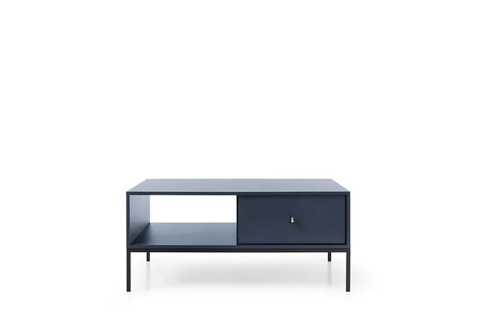 Table basse, bleu marine, 103,5 x 46,2 x 68 cm, pieds noires