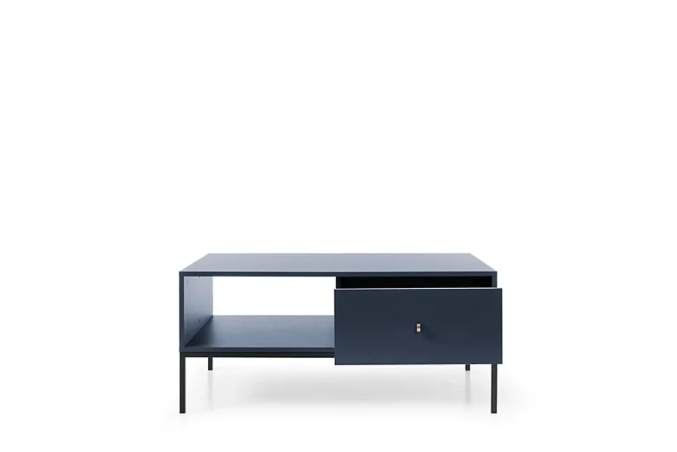 Table basse, bleu marine, 103,5 x 46,2 x 68 cm, pieds noires