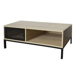 Table basse coloris naturel/noir - longueur 100 x profondeur 50 x hauteur 36 cm