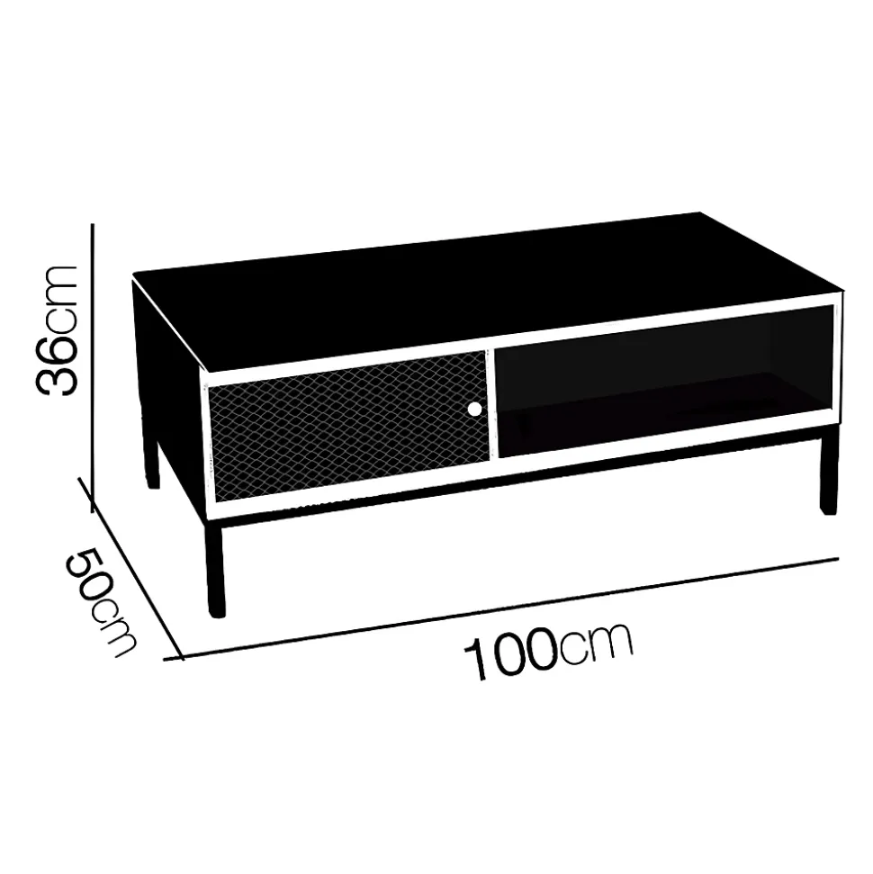 Table basse coloris naturel/noir - longueur 100 x profondeur 50 x hauteur 36 cm