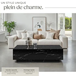Table basse d'appoint avec pieds en bois MDF sans montage design minimaliste