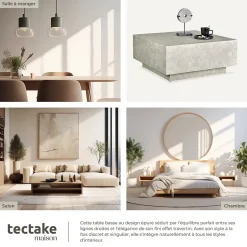 Table basse d'appoint avec pieds en bois MDF sans montage design minimaliste