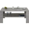 Table basse LORIENT, table de salon rectangulaire avec 1 étagère espace de rangement ouvert, en mélaminé décor béton