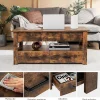 Table Basse Relevable avec 2 Tiroirs Charge 50KG avec Compartiment Caché 1 Etagere Ouverte